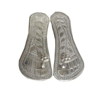 Indian Solid Pure 925 Fine Silver Indian Made Paduka Design Articles
