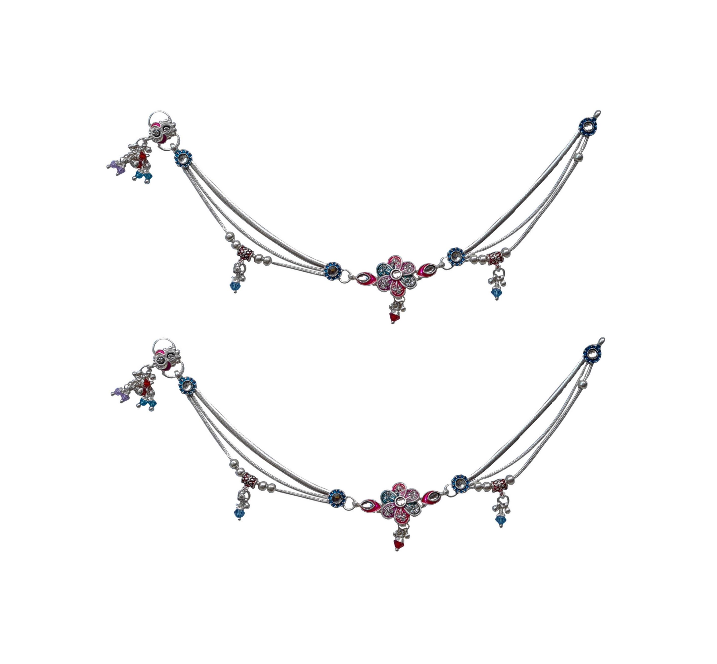 Solid 925 Sterling Silver Beautiful Design Child Anklet Pair For Women