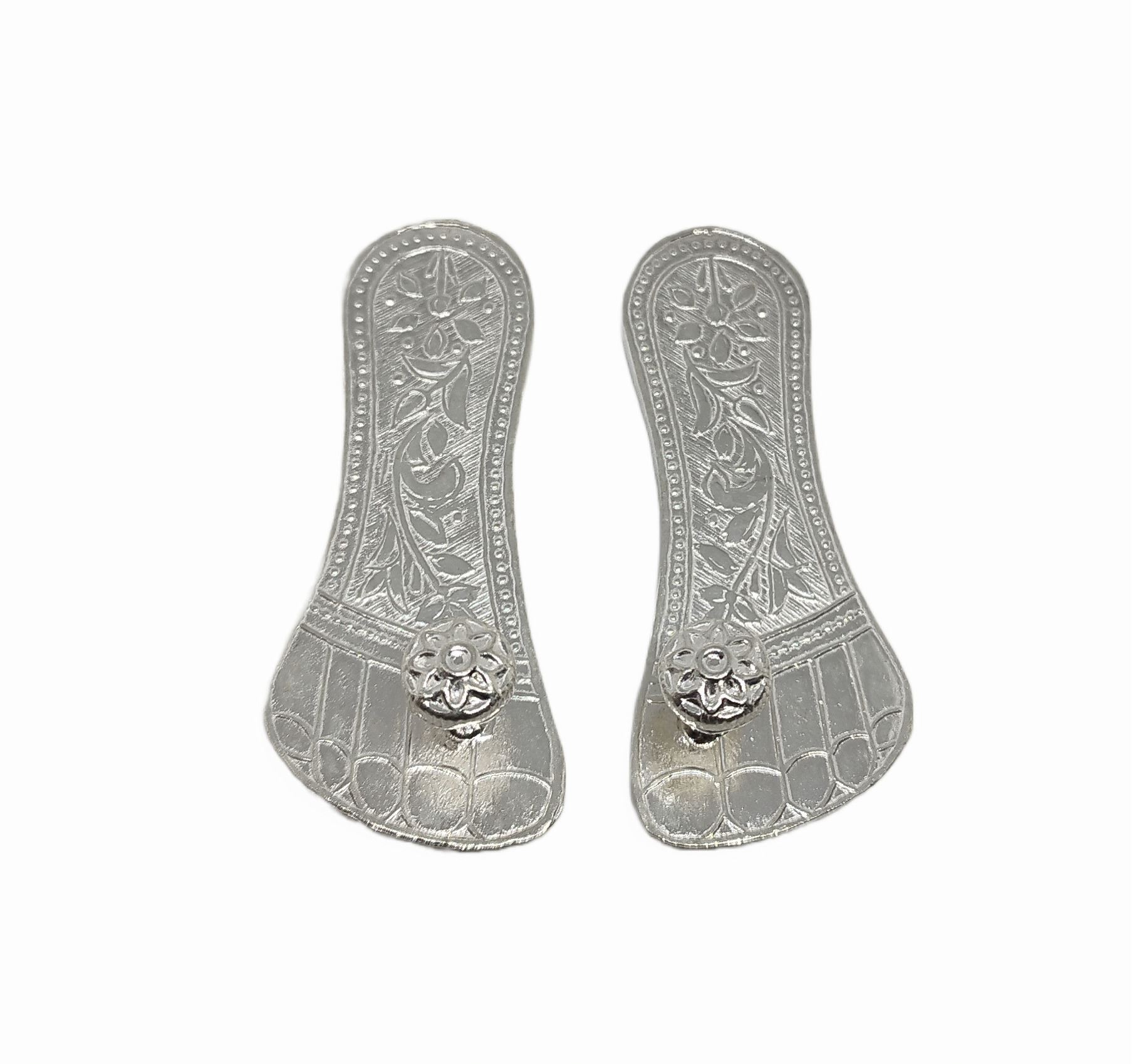 Indian Solid Pure 925 Fine Silver Indian Made Paduka Design Articles
