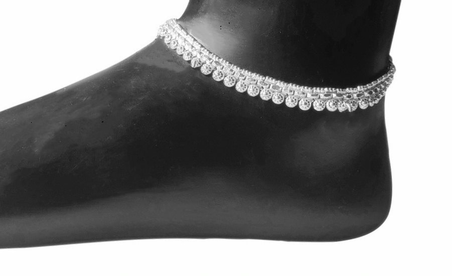 Solid 925 Sterling Silver Elegant Design Adult Anklet Pair For Women