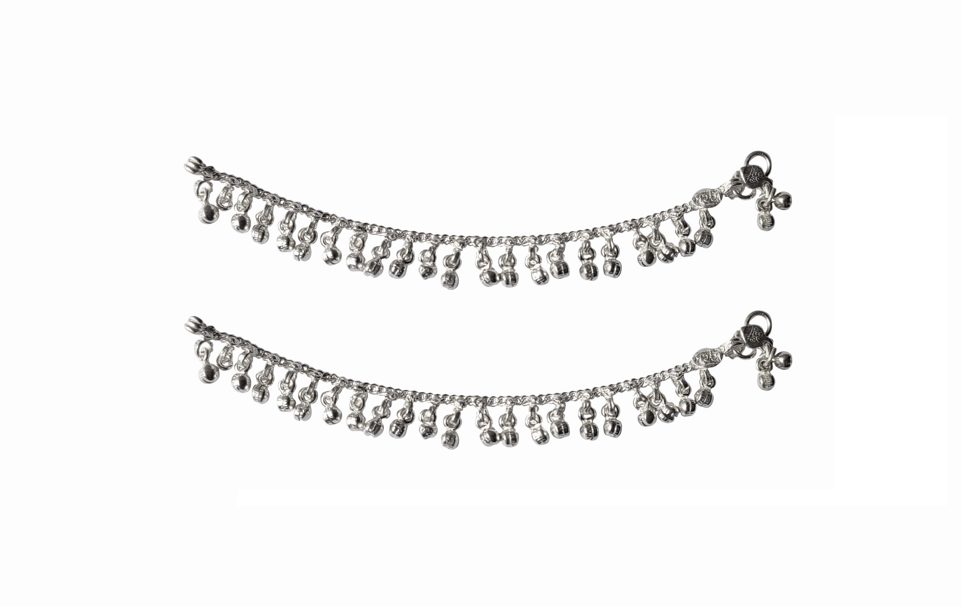 Solid 925 Sterling Silver Classy Design Adult Anklet Pair For Women