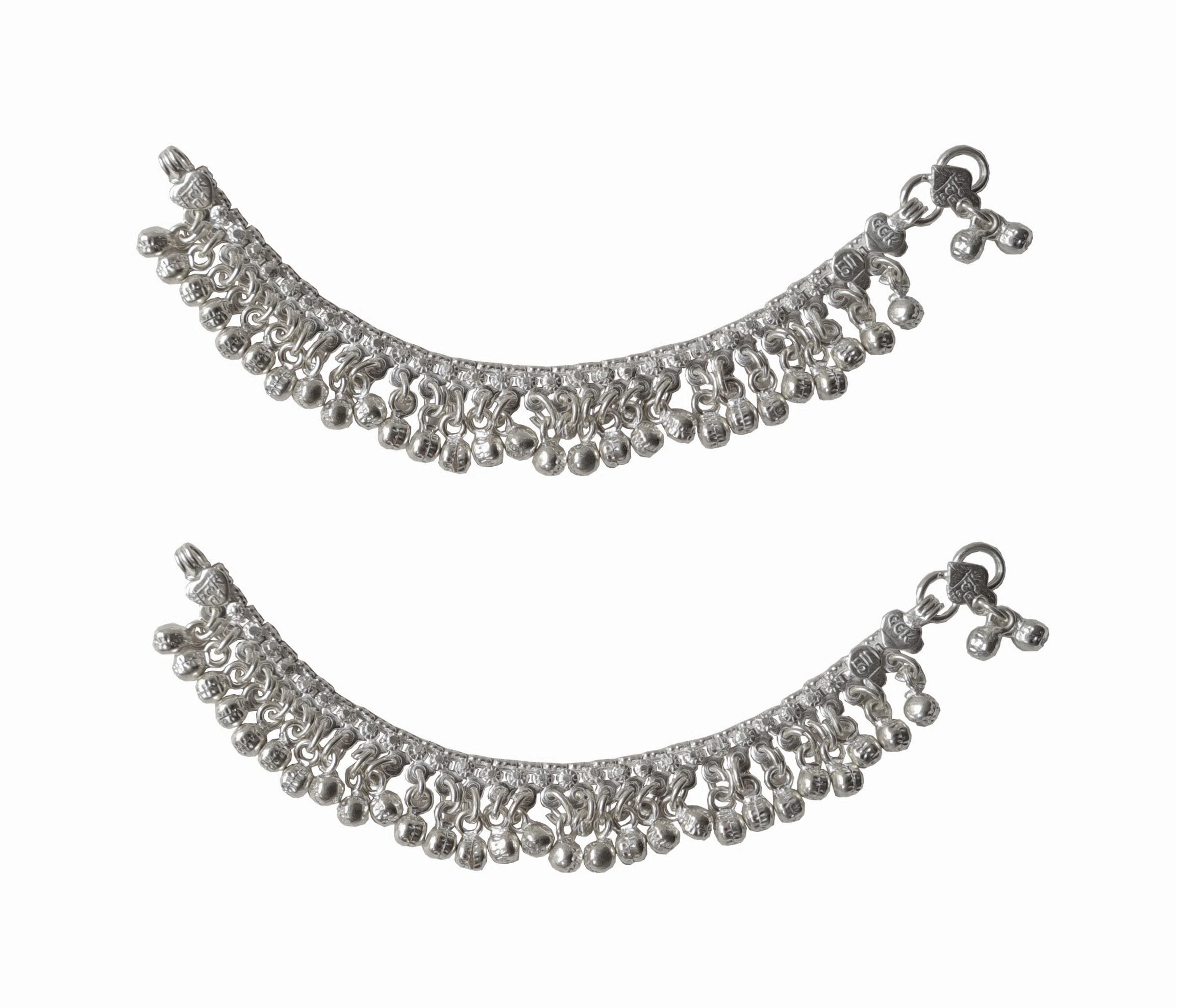 Solid 925 Sterling Silver Classy Design Adult Anklet Pair For Women