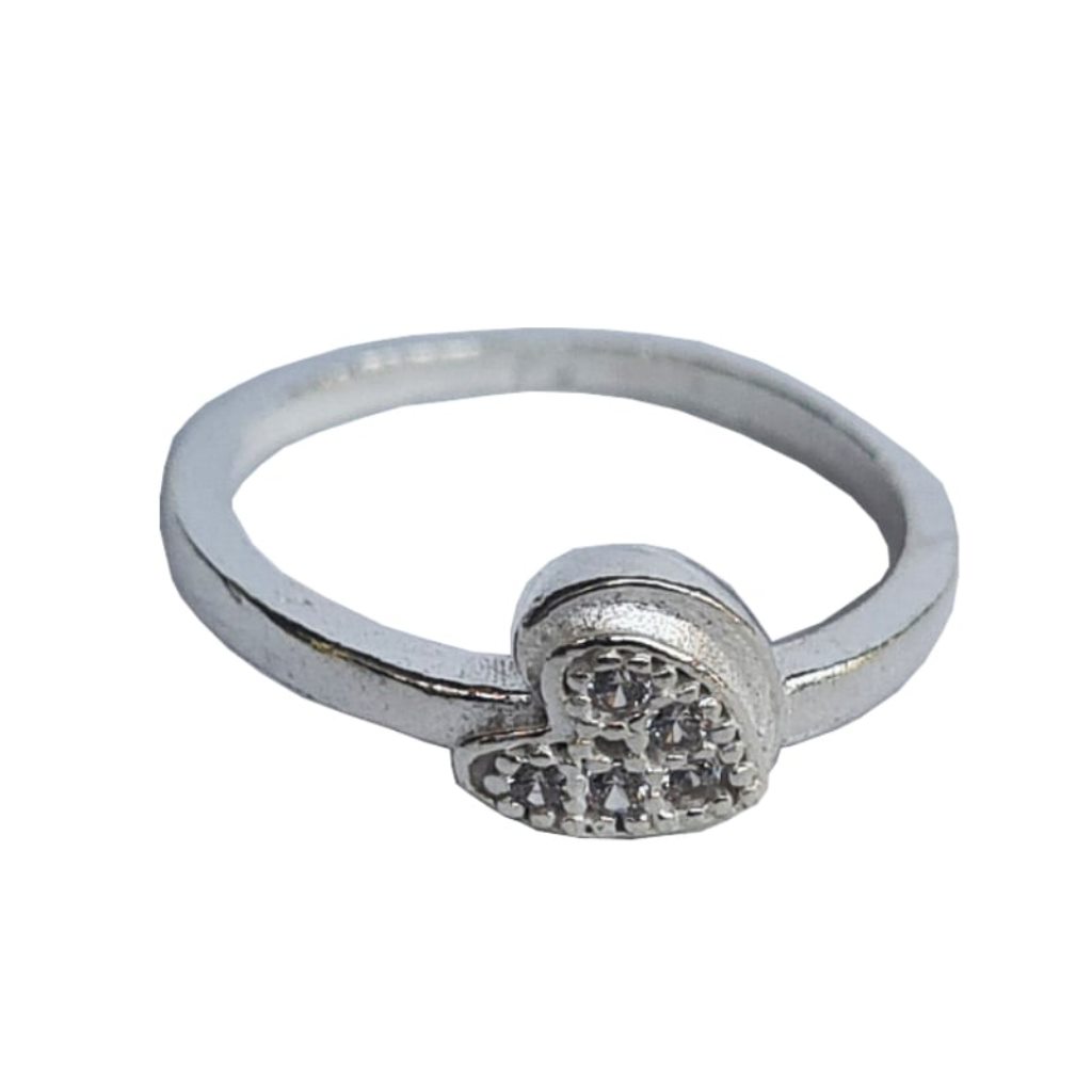 Solid Pure 925 Sterling Fine Silver Heart Shaped Design Ladies Ring Size-5.75
