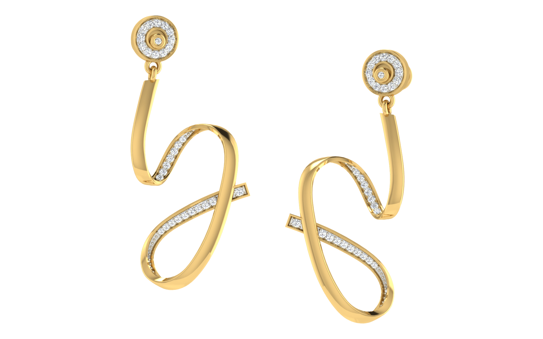 IGI Certified Natural Diamond 14/18K Fine Gold Earring White & Yellow Gold