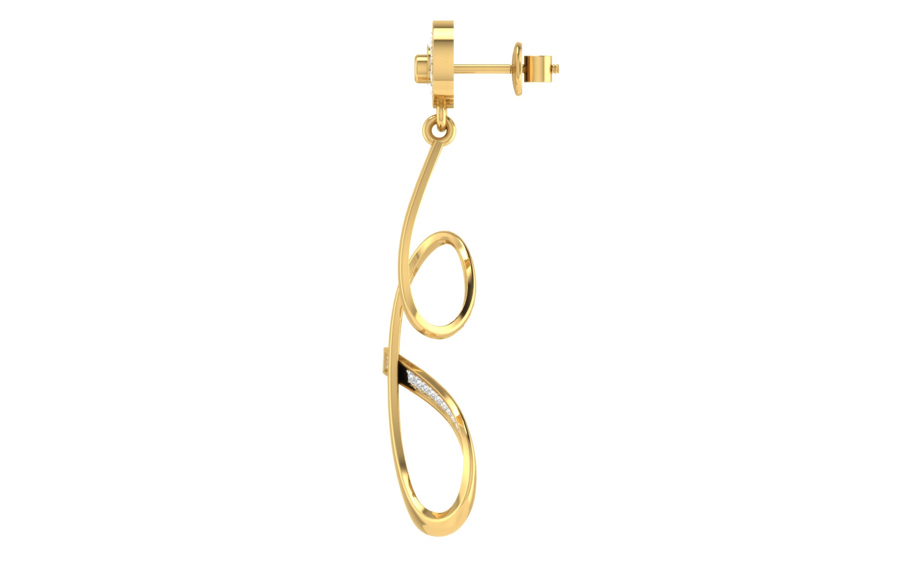IGI Certified Natural Diamond 14/18K Fine Gold Earring White & Yellow Gold - Image 2