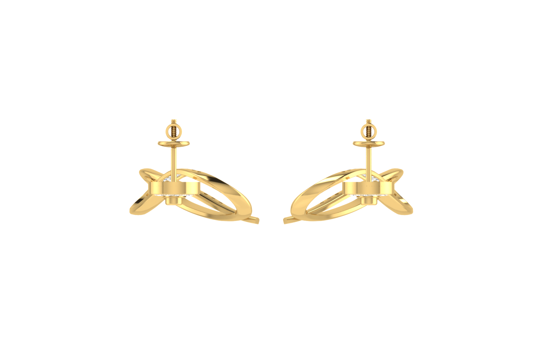 IGI Certified Natural Diamond 14/18K Fine Gold Earring White & Yellow Gold - Image 3