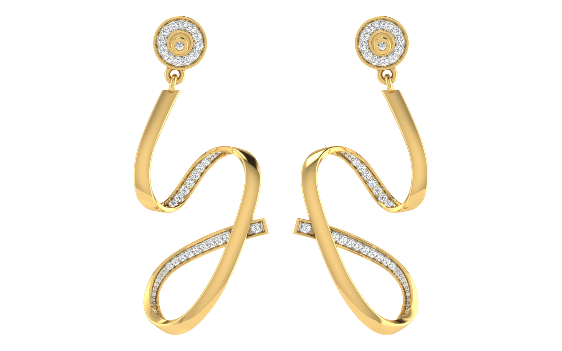 IGI Certified Natural Diamond 14/18K Fine Gold Earring White & Yellow Gold - Image 4