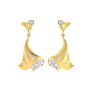 IGI Certified Natural Diamond 14/18K Fine Gold Earring White & Yellow Gold
