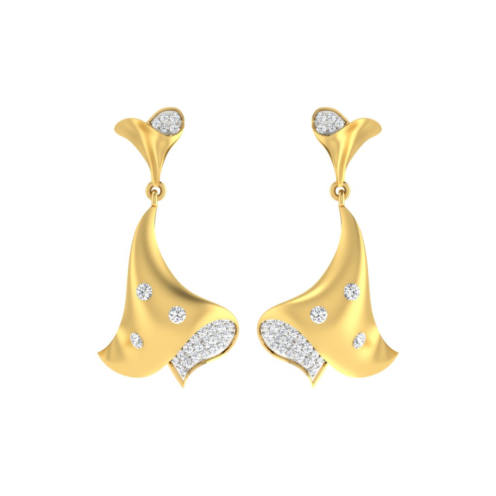 IGI Certified Natural Diamond 14/18K Fine Gold Earring White & Yellow Gold