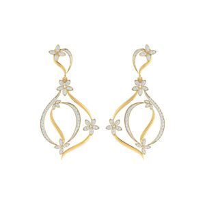 IGI Certified Natural Diamond 14/18K Fine Gold Earring White & Yellow Gold