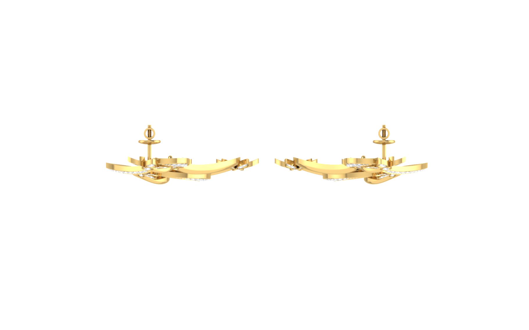 IGI Certified Natural Diamond 14/18K Fine Gold Earring White & Yellow Gold