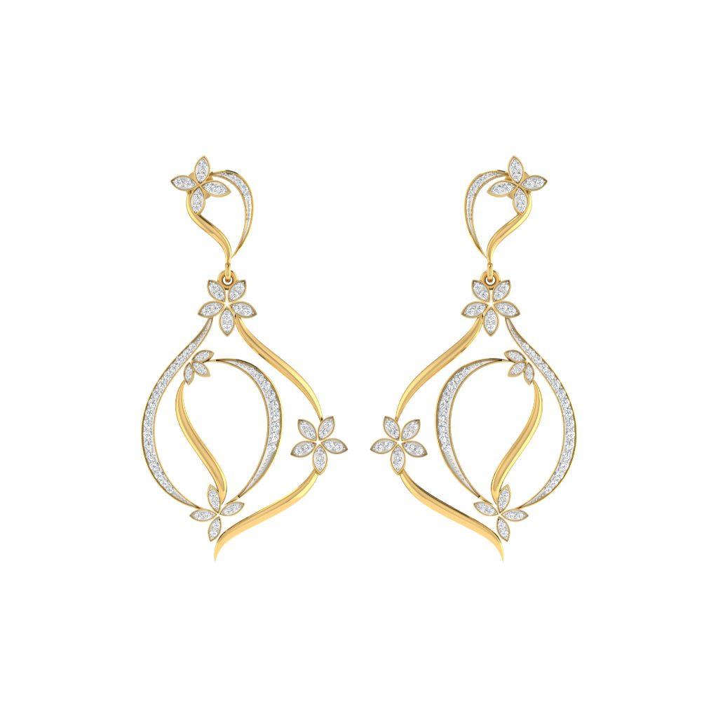 IGI Certified Natural Diamond 14/18K Fine Gold Earring White & Yellow Gold