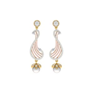 IGI Certified Natural Diamond 14/18K Fine Gold Earring Rose White & Yellow Gold