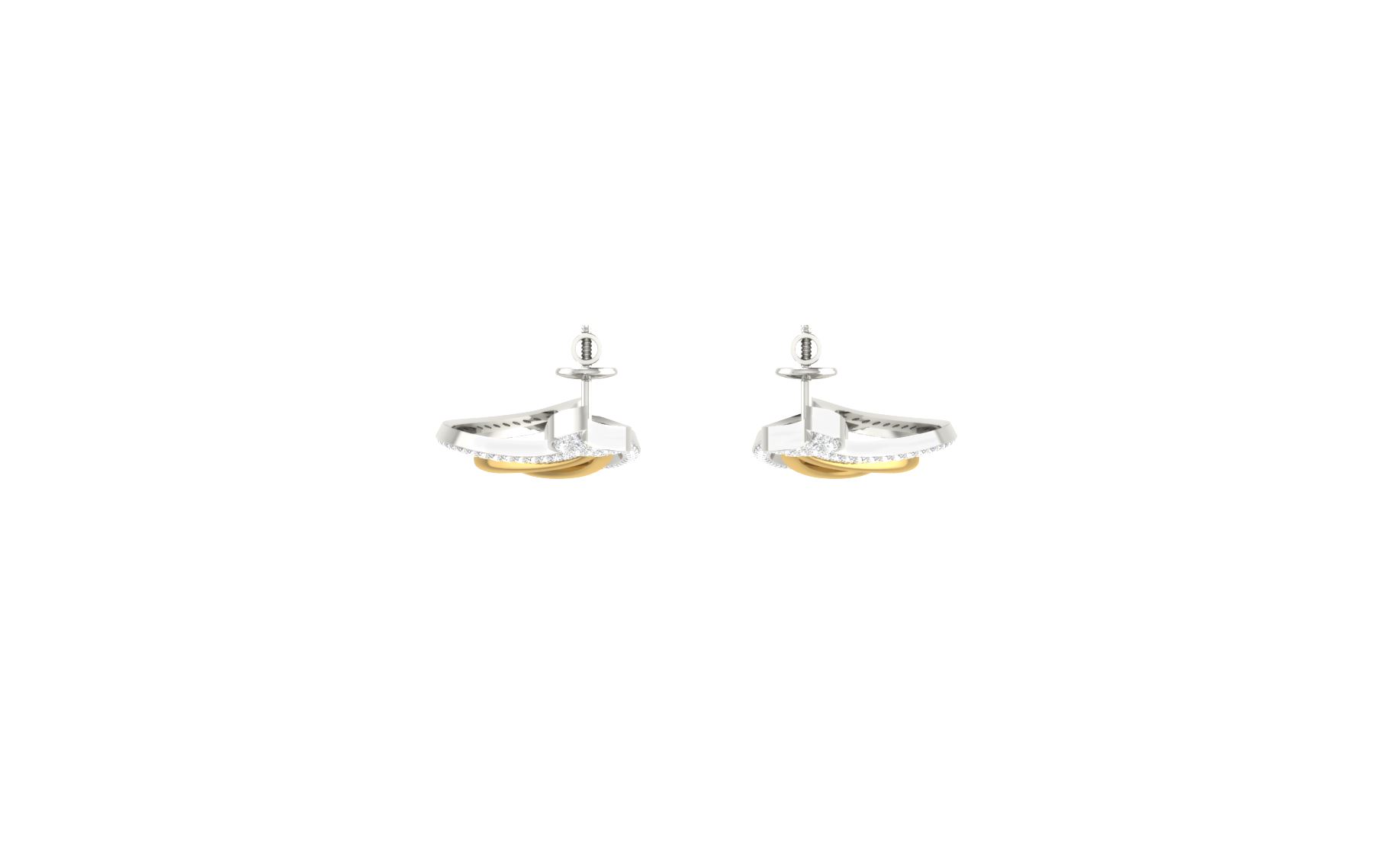 IGI Certified Natural Diamond 14/18K Fine Gold Earring White & Yellow Gold