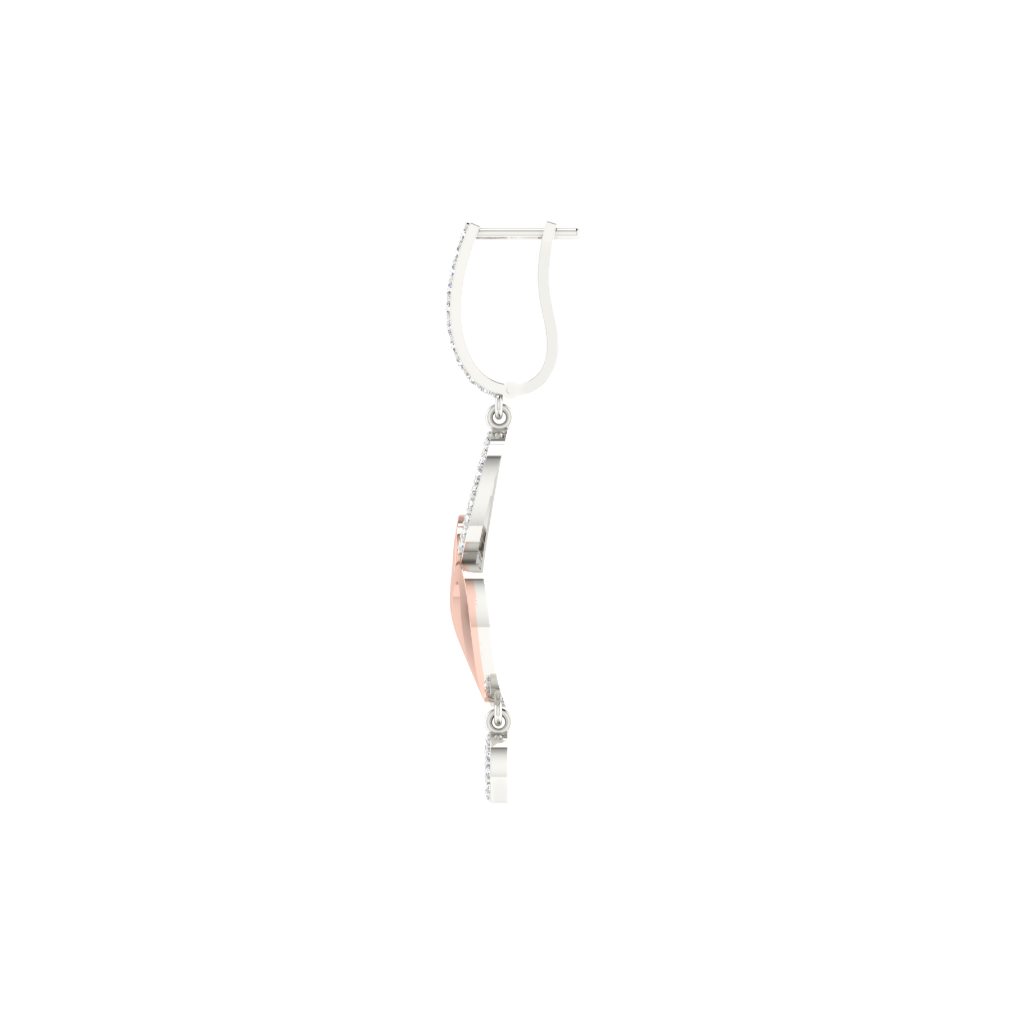 IGI Certified Natural Diamond 14/18K Fine Gold Earring Rose & White Gold