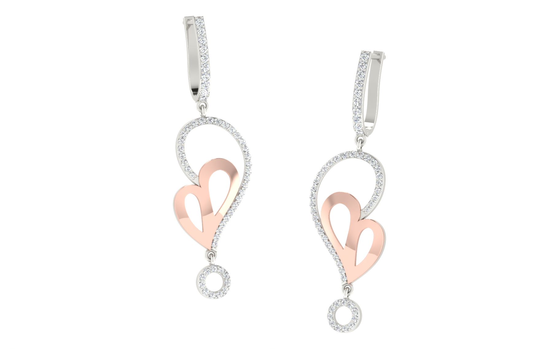 IGI Certified Natural Diamond 14/18K Fine Gold Earring Rose & White Gold