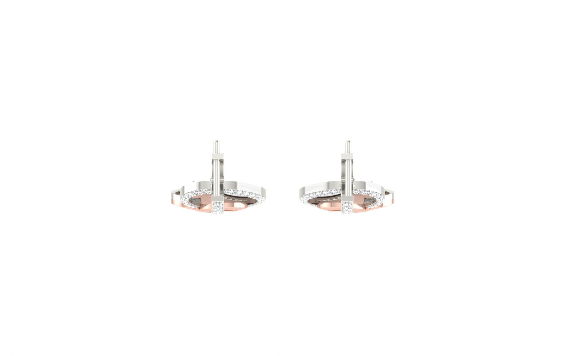 IGI Certified Natural Diamond 14/18K Fine Gold Earring Rose & White Gold