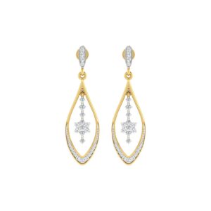 IGI Certified Natural Diamond 14/18K Fine Gold Earring White & Yellow Gold
