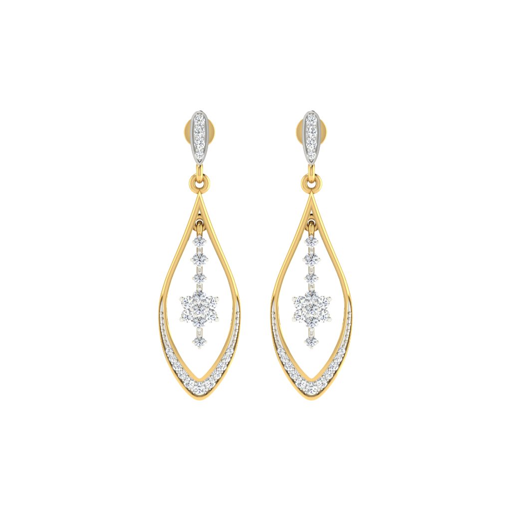 IGI Certified Natural Diamond 14/18K Fine Gold Earring White & Yellow Gold