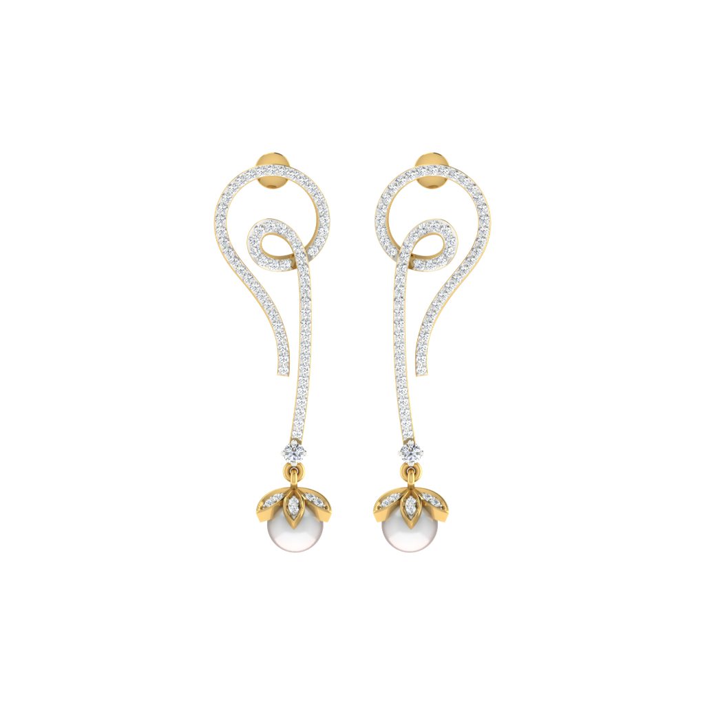 IGI Certified Natural Diamond 14/18K Fine Gold Earring White & Yellow Gold
