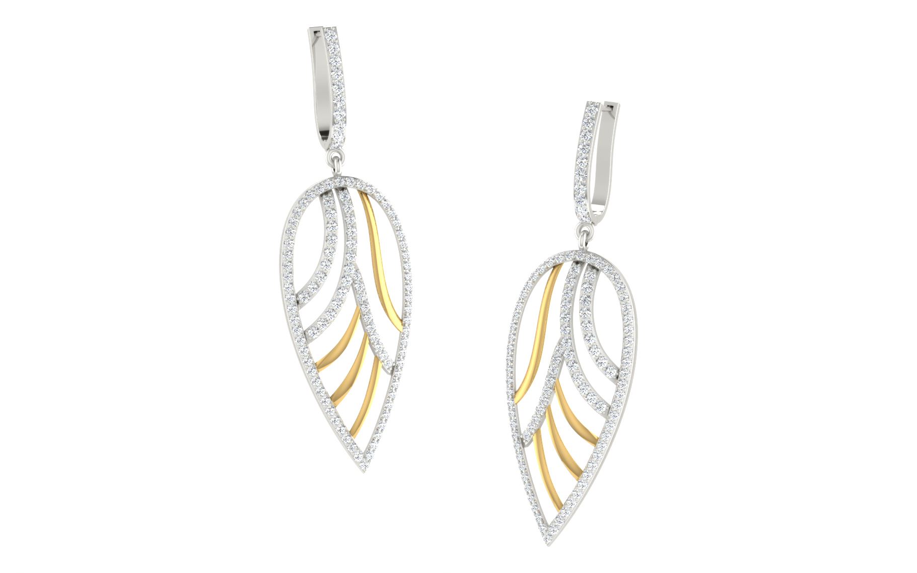 IGI Certified Natural Diamond 14/18K Fine Gold Earring White & Yellow Gold