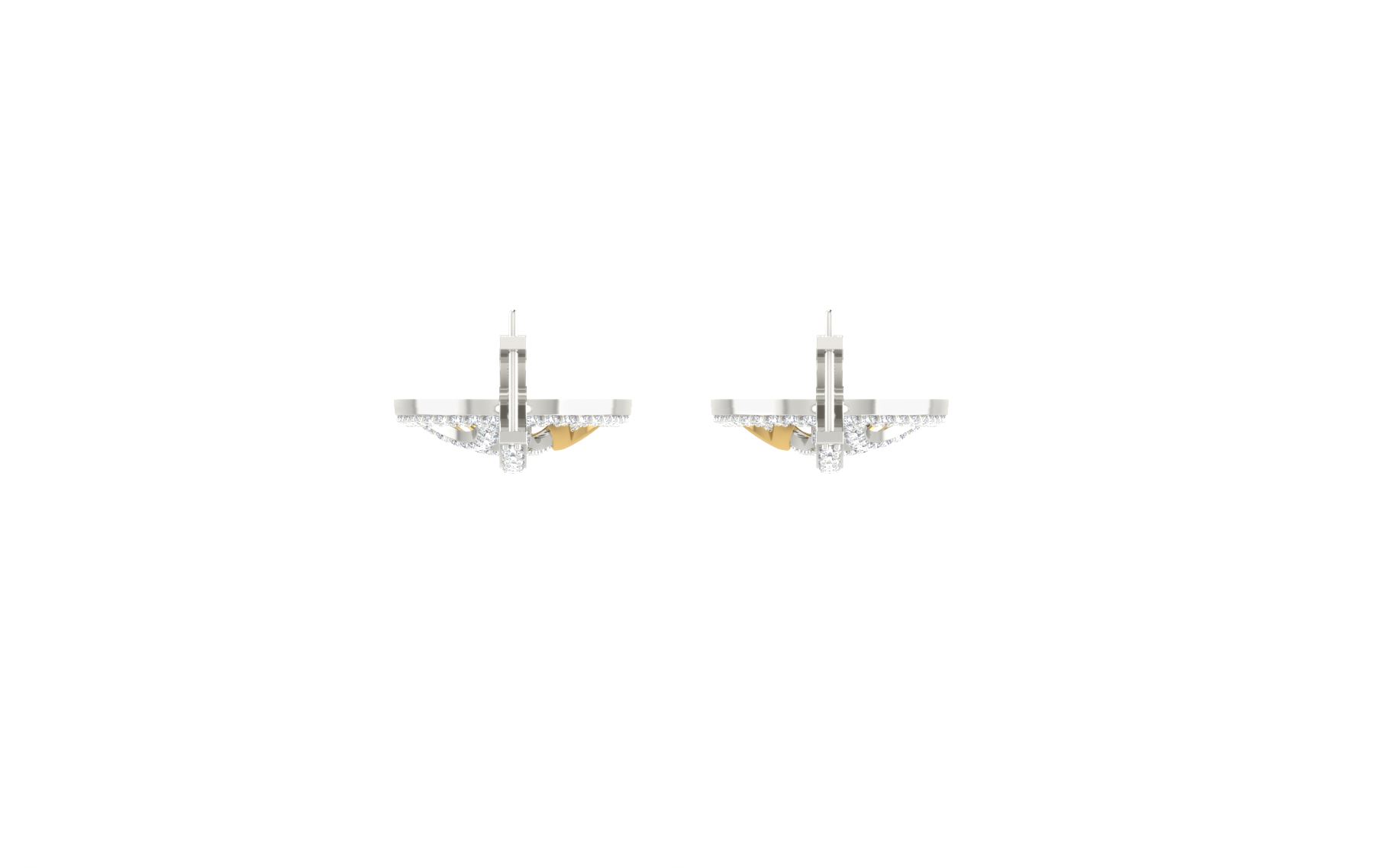 IGI Certified Natural Diamond 14/18K Fine Gold Earring White & Yellow Gold