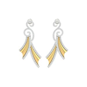 IGI Certified Natural Diamond 14/18K Fine Gold Earring White & Yellow Gold