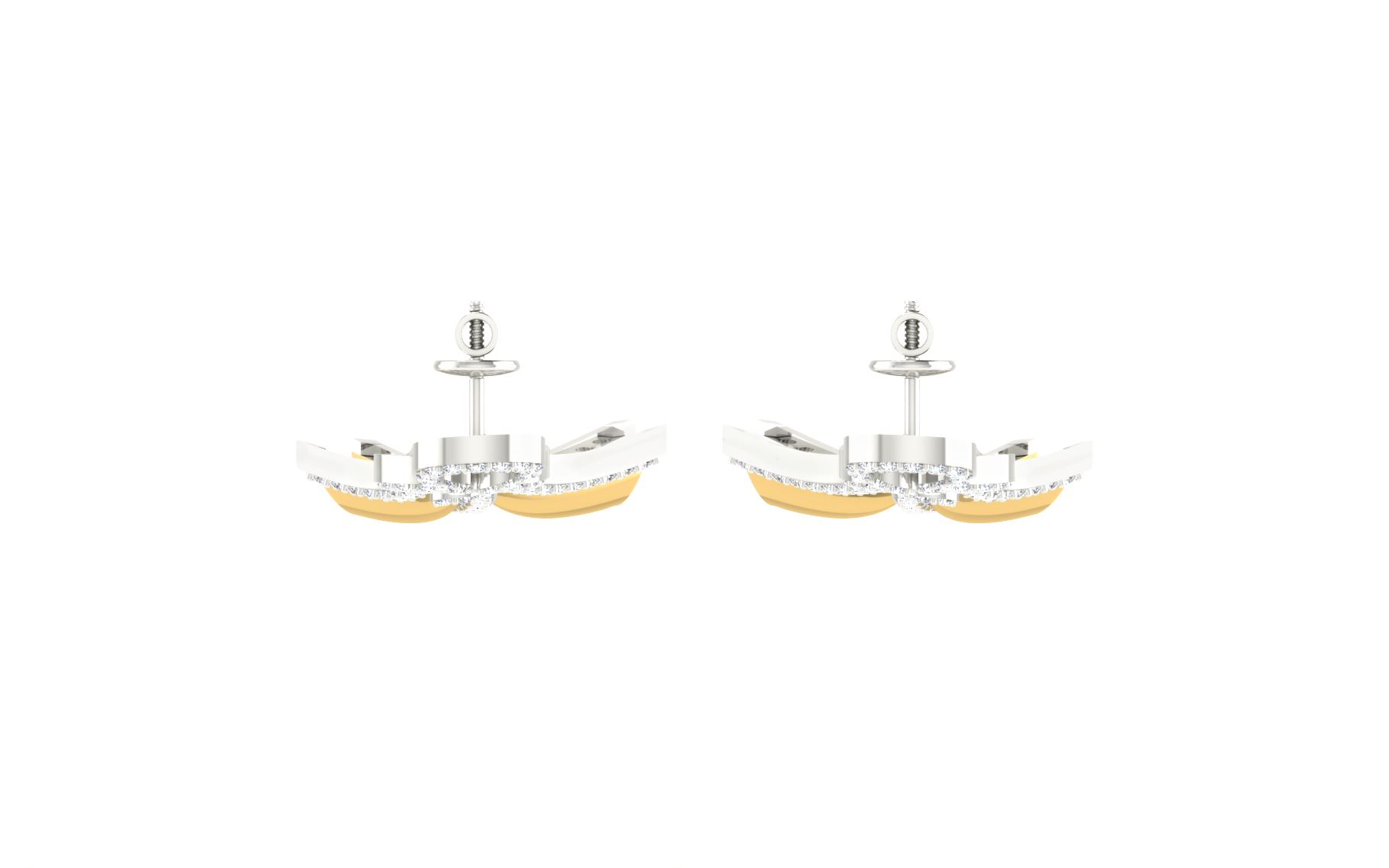 IGI Certified Natural Diamond 14/18K Fine Gold Earring White & Yellow Gold