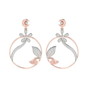 IGI Certified Natural Diamond 14/18K Fine Gold Earring Rose & White Gold