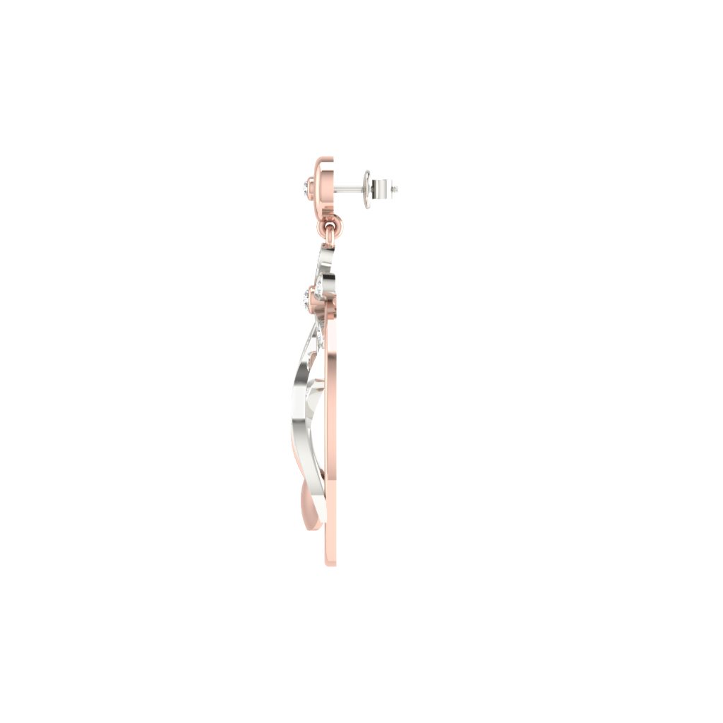 IGI Certified Natural Diamond 14/18K Fine Gold Earring Rose & White Gold