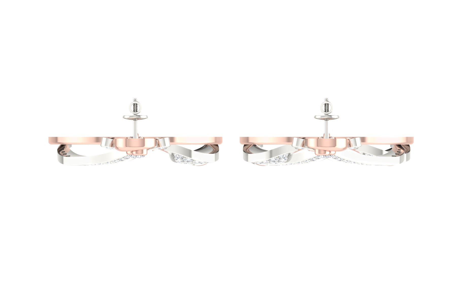 IGI Certified Natural Diamond 14/18K Fine Gold Earring Rose & White Gold