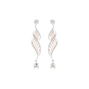 IGI Certified Natural Diamond 14/18K Fine Gold Earring Rose & White Gold