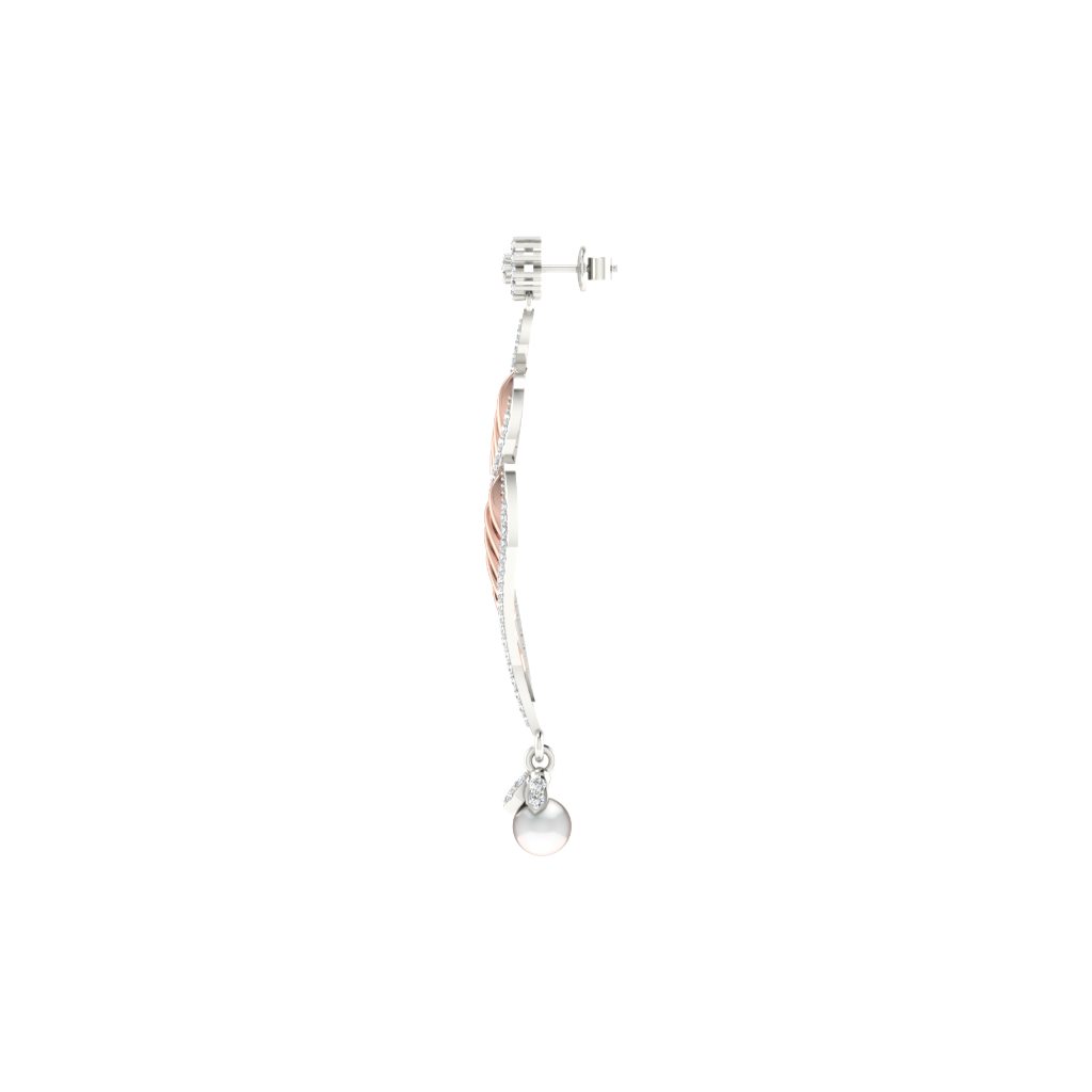 IGI Certified Natural Diamond 14/18K Fine Gold Earring Rose & White Gold