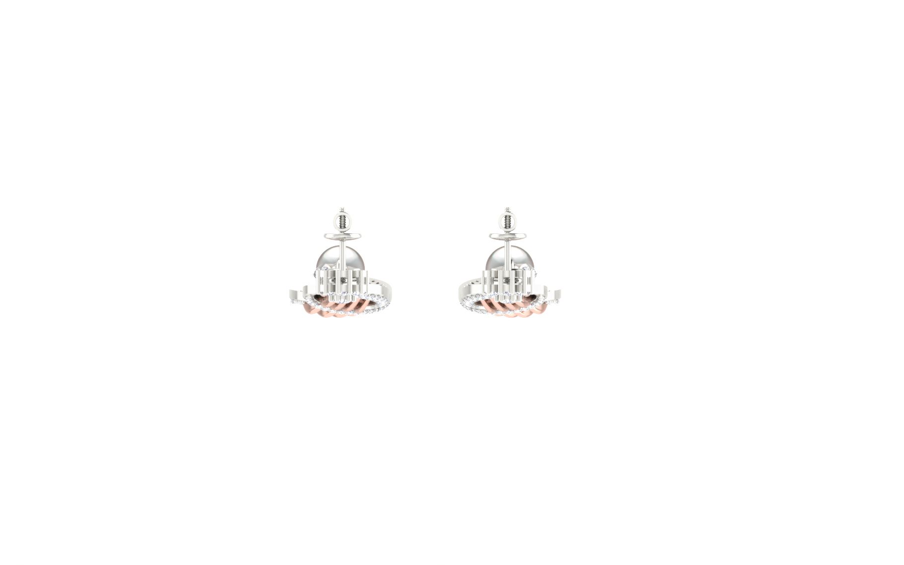 IGI Certified Natural Diamond 14/18K Fine Gold Earring Rose & White Gold