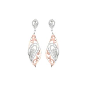 IGI Certified Natural Diamond 14/18K Fine Gold Earring Rose & White Gold