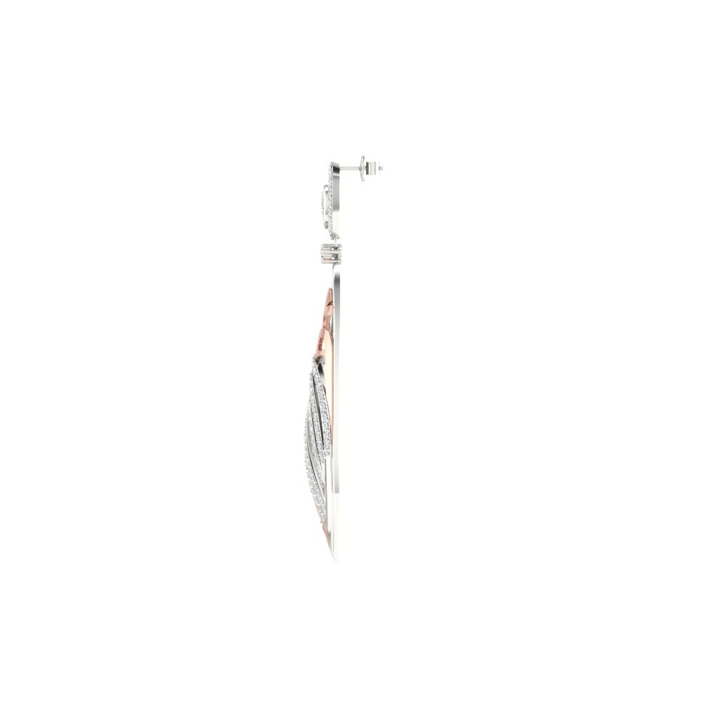 IGI Certified Natural Diamond 14/18K Fine Gold Earring Rose & White Gold