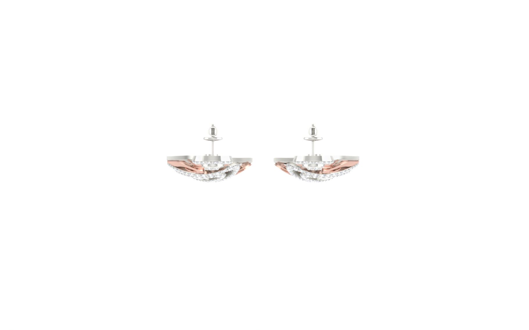 IGI Certified Natural Diamond 14/18K Fine Gold Earring Rose & White Gold