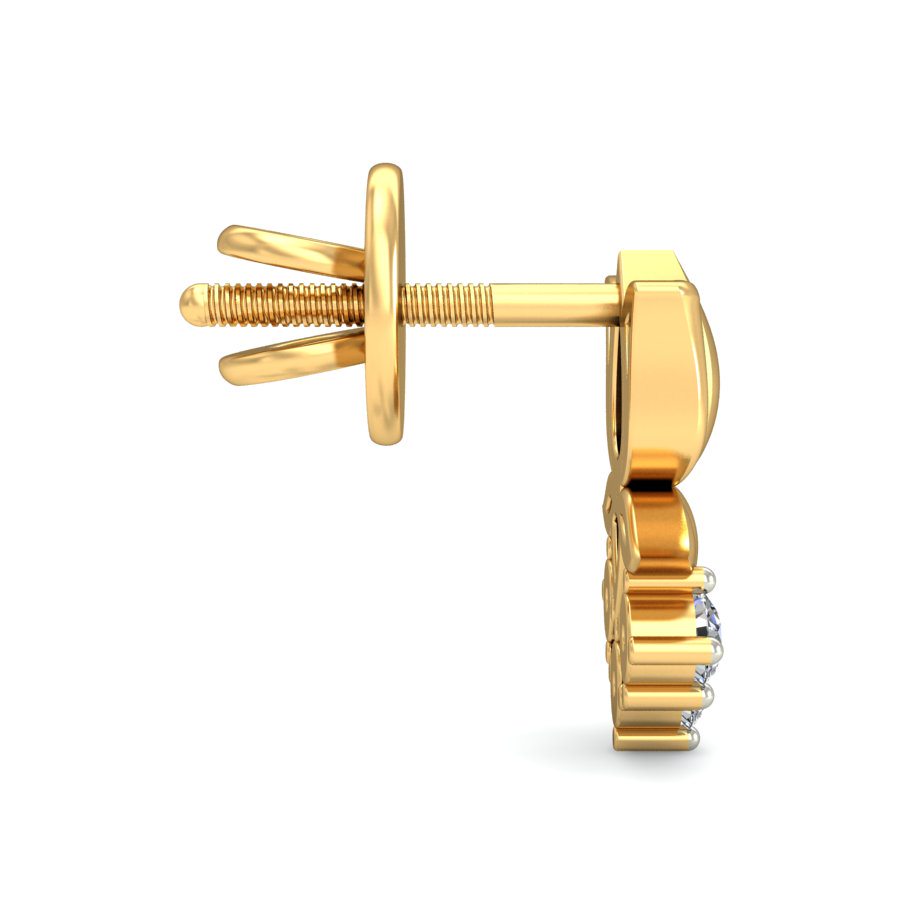 IGI Certified Natural Diamond 14/18K Fine Gold Earring Yellow Gold