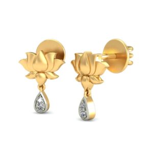 IGI Certified Natural Diamond 14/18K Fine Gold Earring White & Yellow Gold