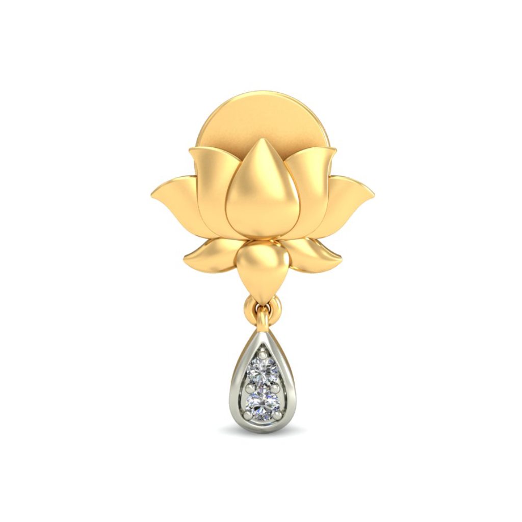 IGI Certified Natural Diamond 14/18K Fine Gold Earring White & Yellow Gold