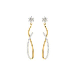 IGI Certified Natural Diamond 14/18K Fine Gold Earring White & Yellow Gold
