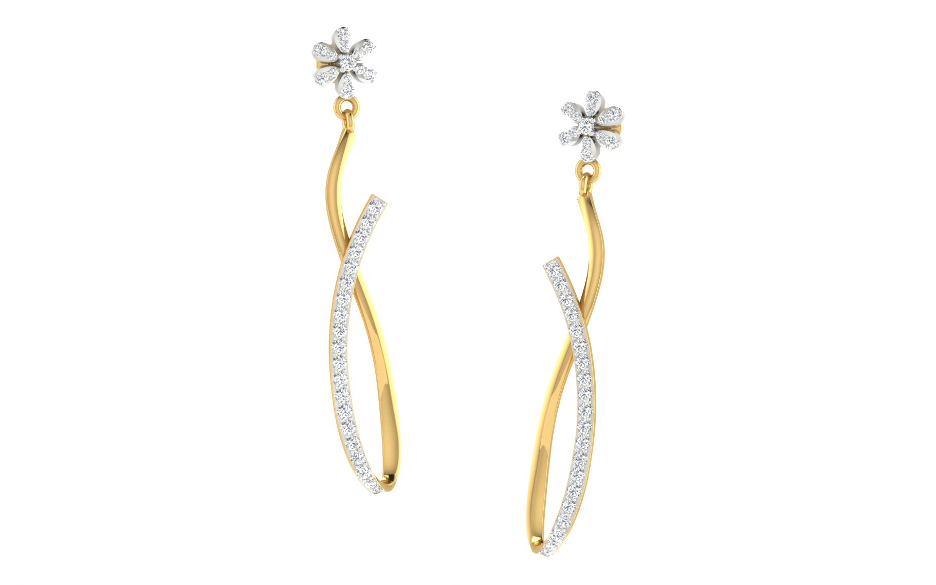 IGI Certified Natural Diamond 14/18K Fine Gold Earring White & Yellow Gold