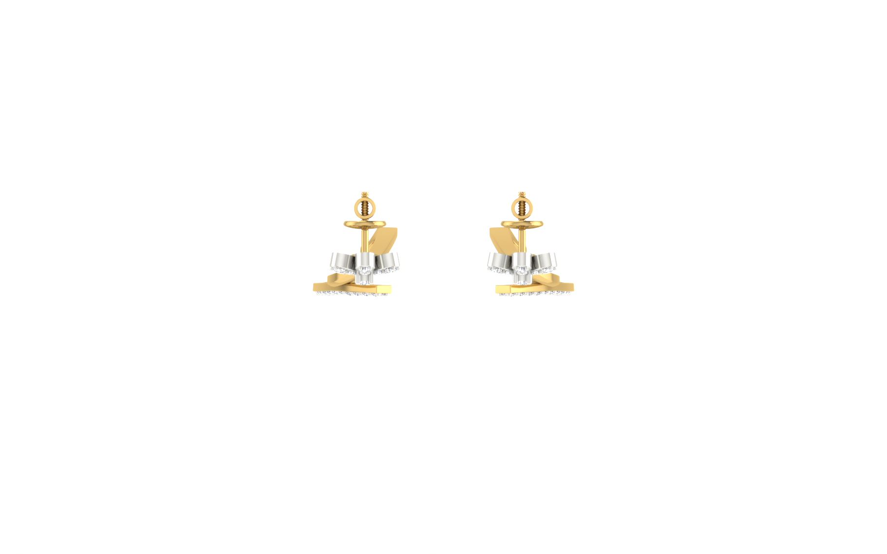 IGI Certified Natural Diamond 14/18K Fine Gold Earring White & Yellow Gold