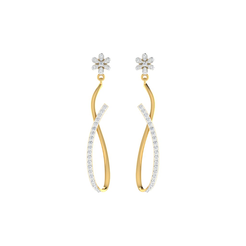 IGI Certified Natural Diamond 14/18K Fine Gold Earring White & Yellow Gold