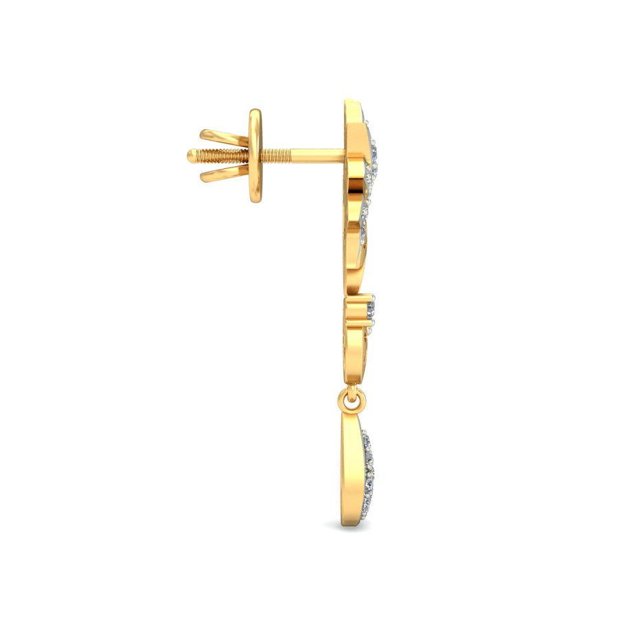 IGI Certified Natural Diamond 14/18K Fine Gold Earring White & Yellow Gold
