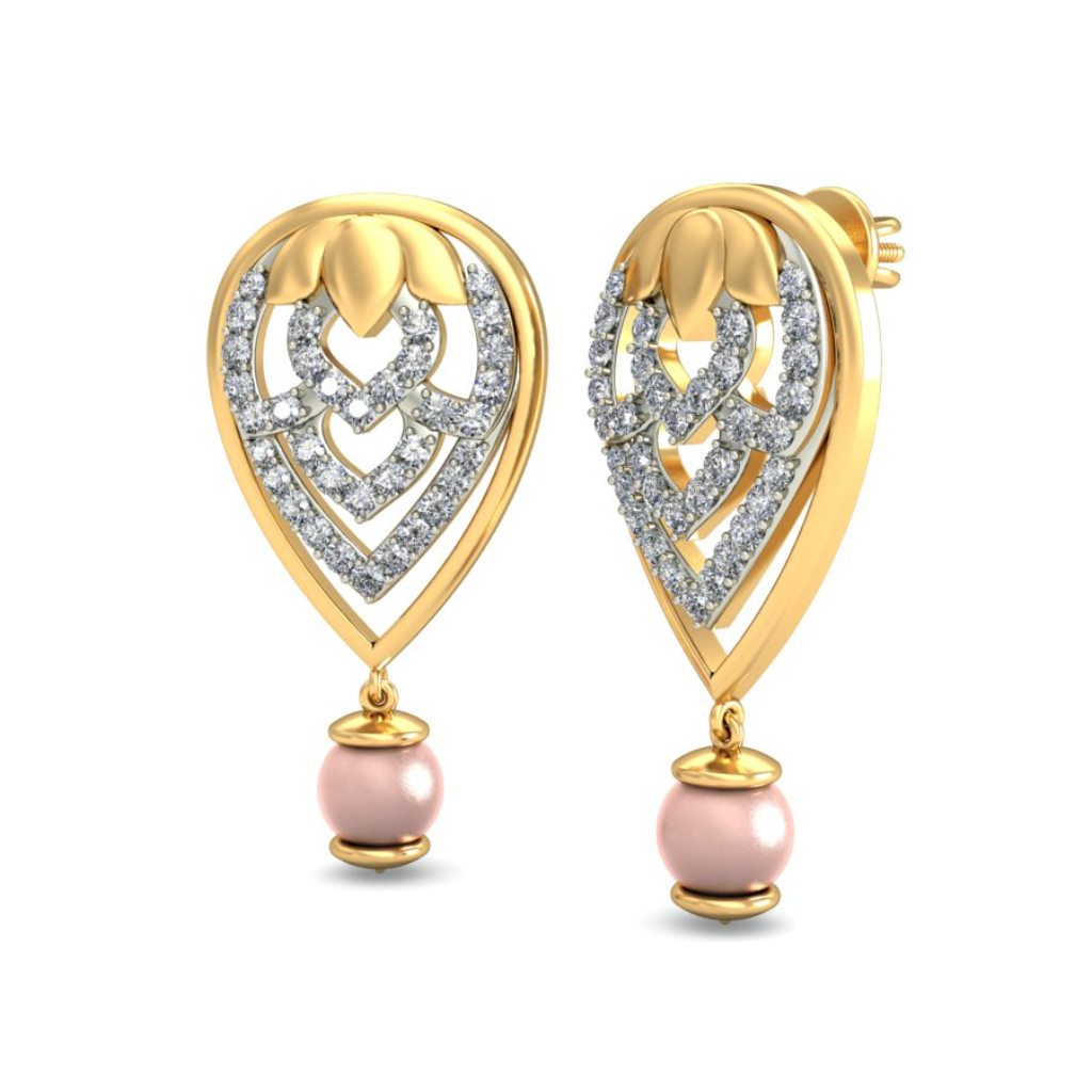 IGI Certified Natural Diamond 14/18K Fine Gold Earring White & Yellow Gold