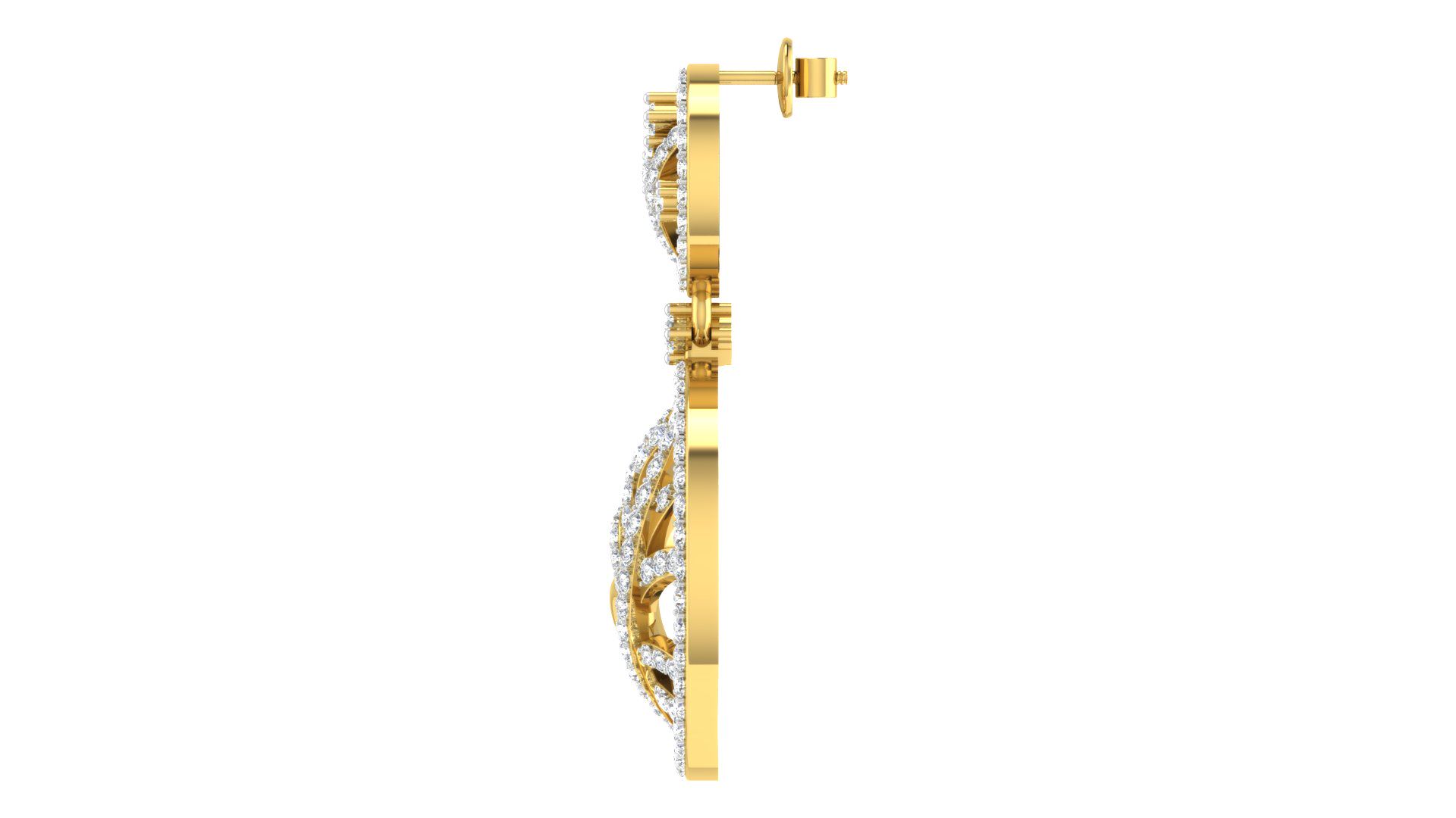 IGI Certified Natural Diamond 14/18K Fine Gold Earring Yellow Gold