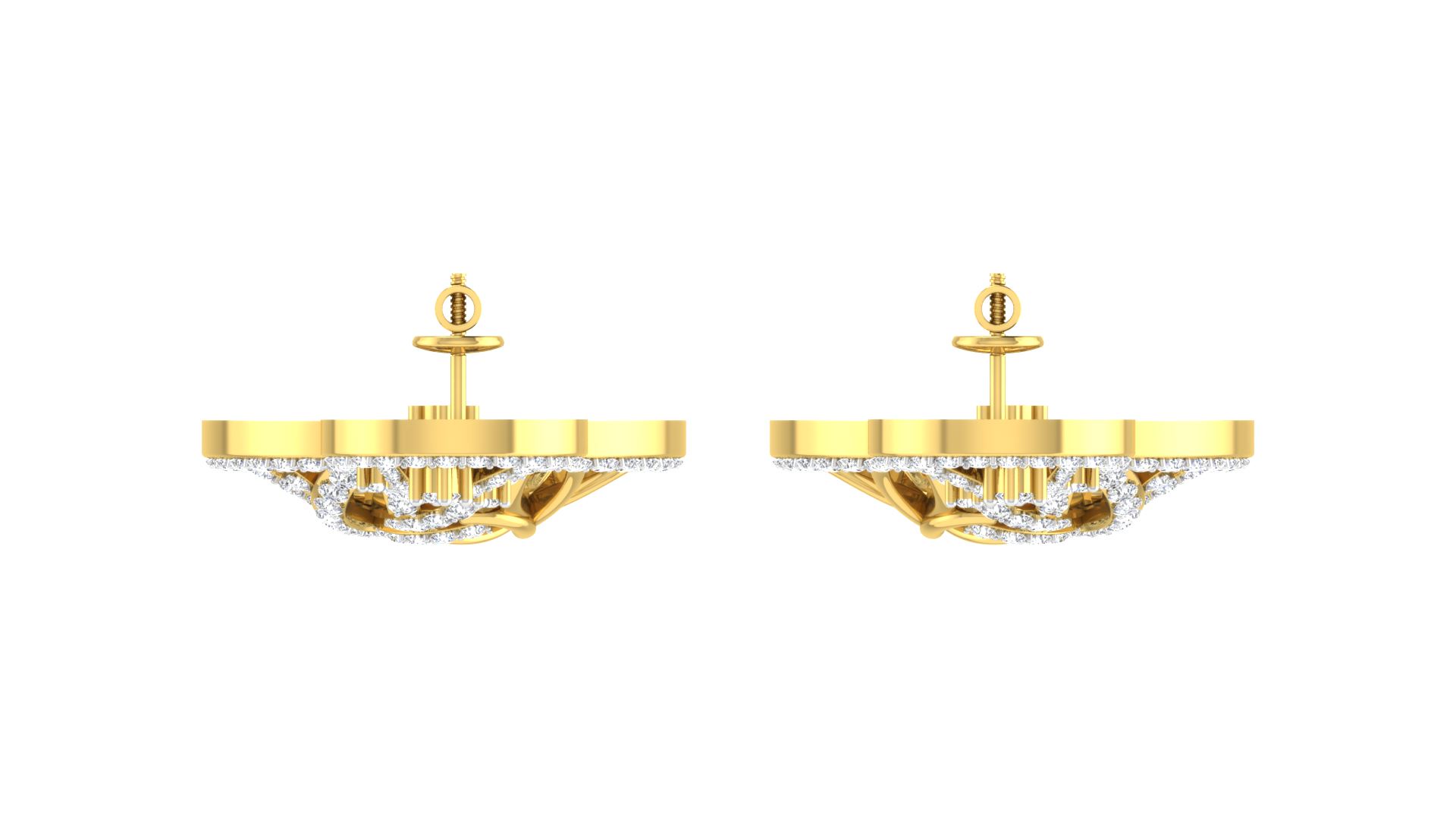 IGI Certified Natural Diamond 14/18K Fine Gold Earring Yellow Gold