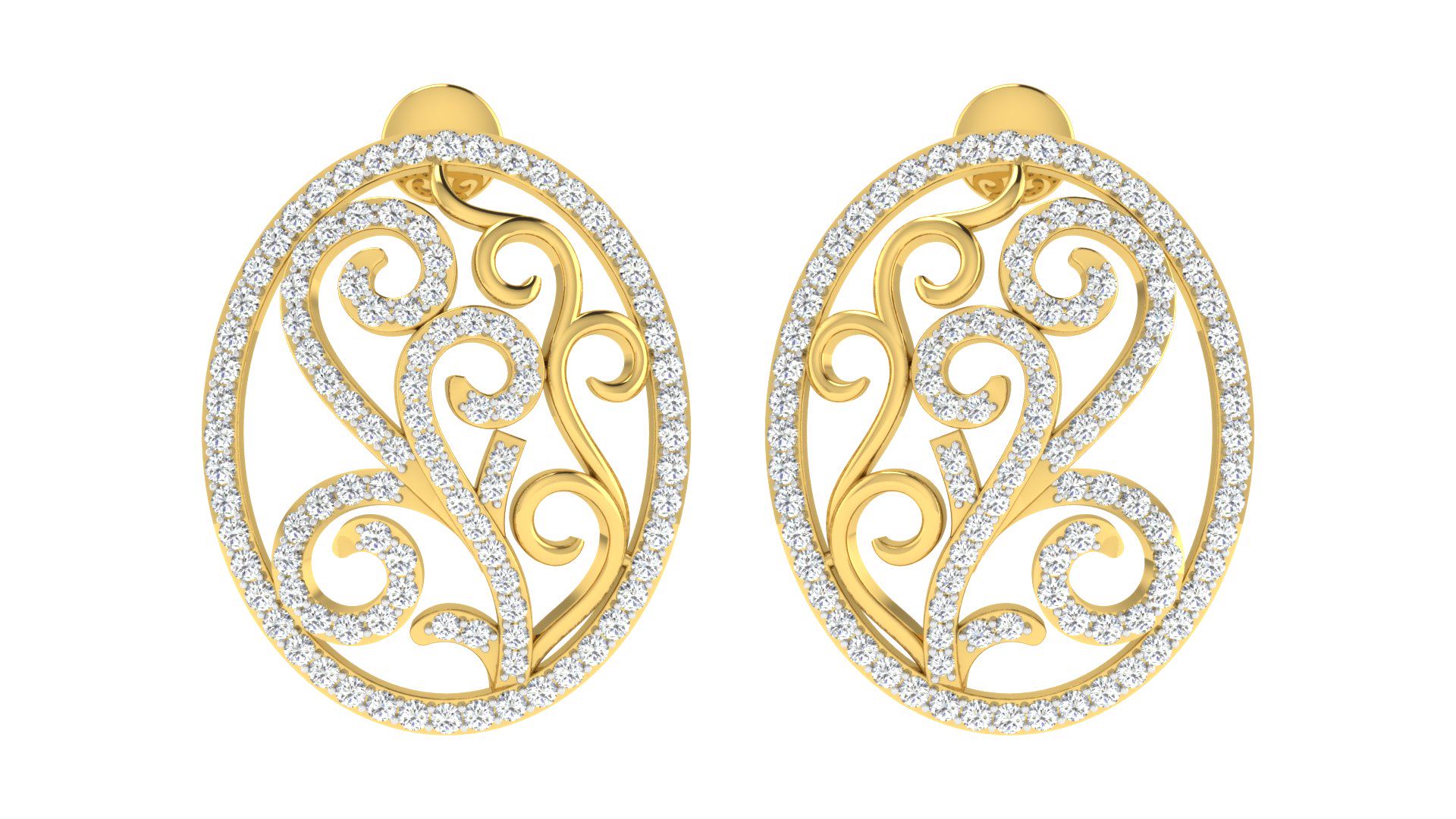 IGI Certified Natural Diamond 14/18K Fine Gold Earring Yellow Gold
