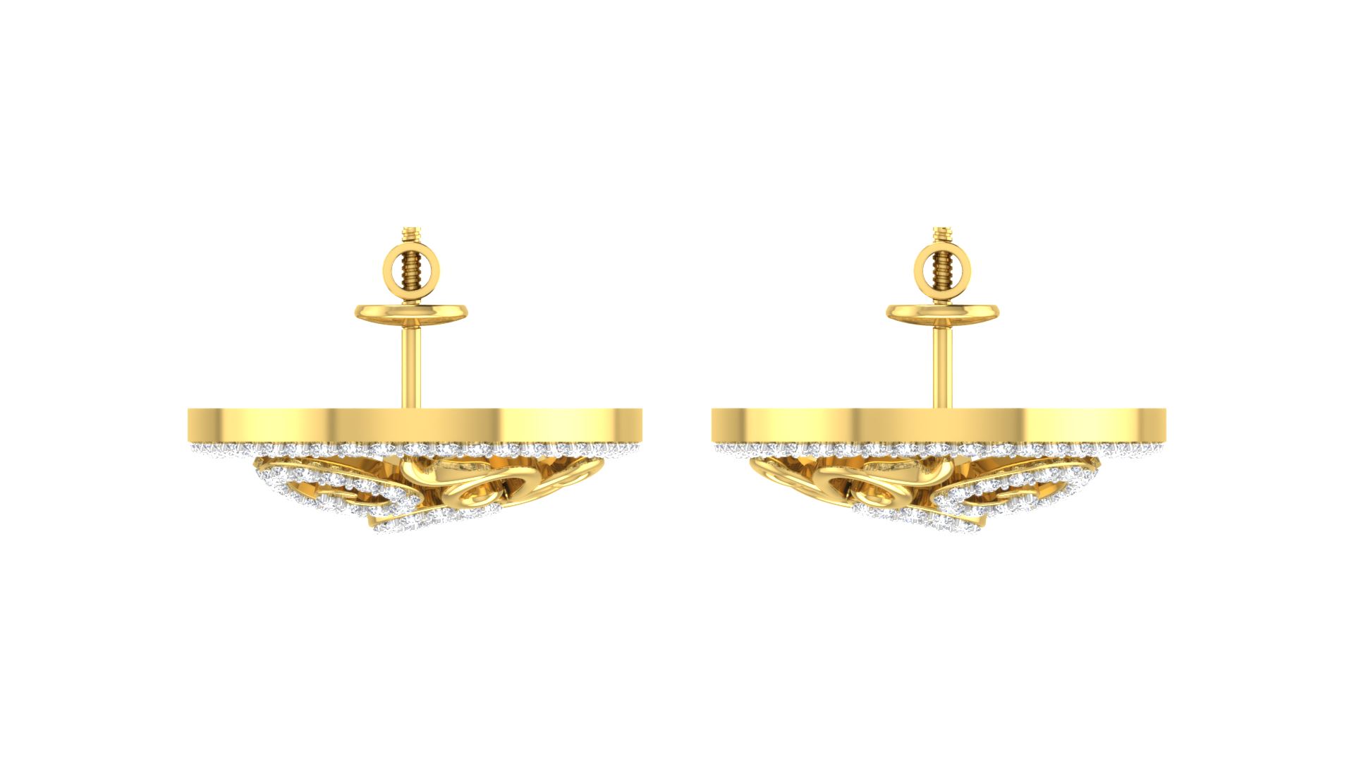 IGI Certified Natural Diamond 14/18K Fine Gold Earring Yellow Gold